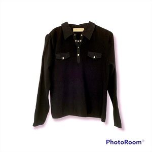 FAIRWAY & GREENE Women’s Black Wool Blend Sweater with Collar Size M